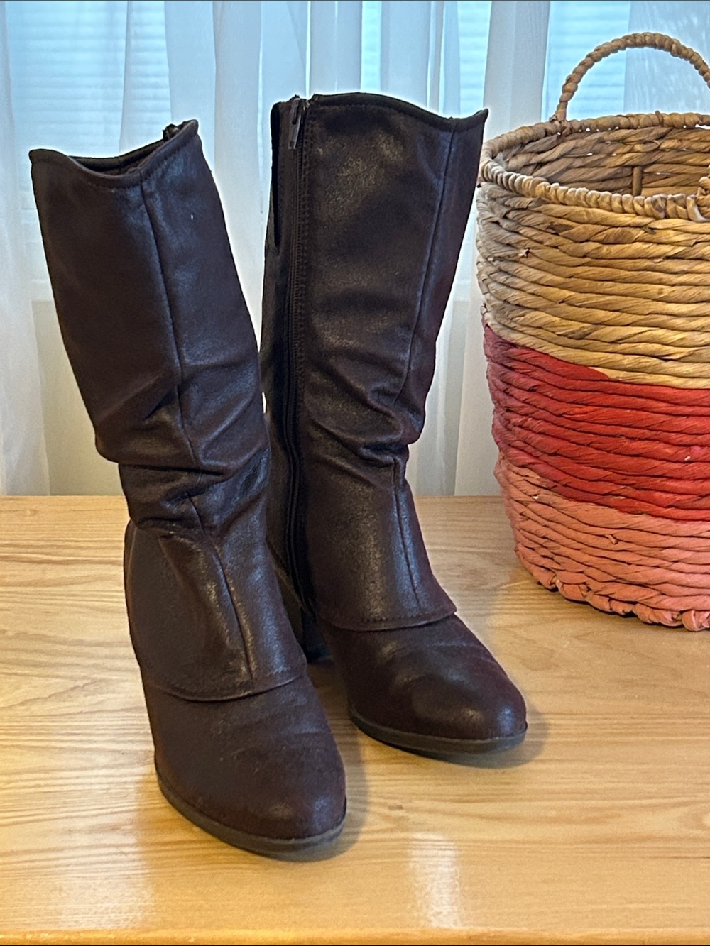 BareTraps Dark Brown Mid-Calf Heeled Boots 8 1/2